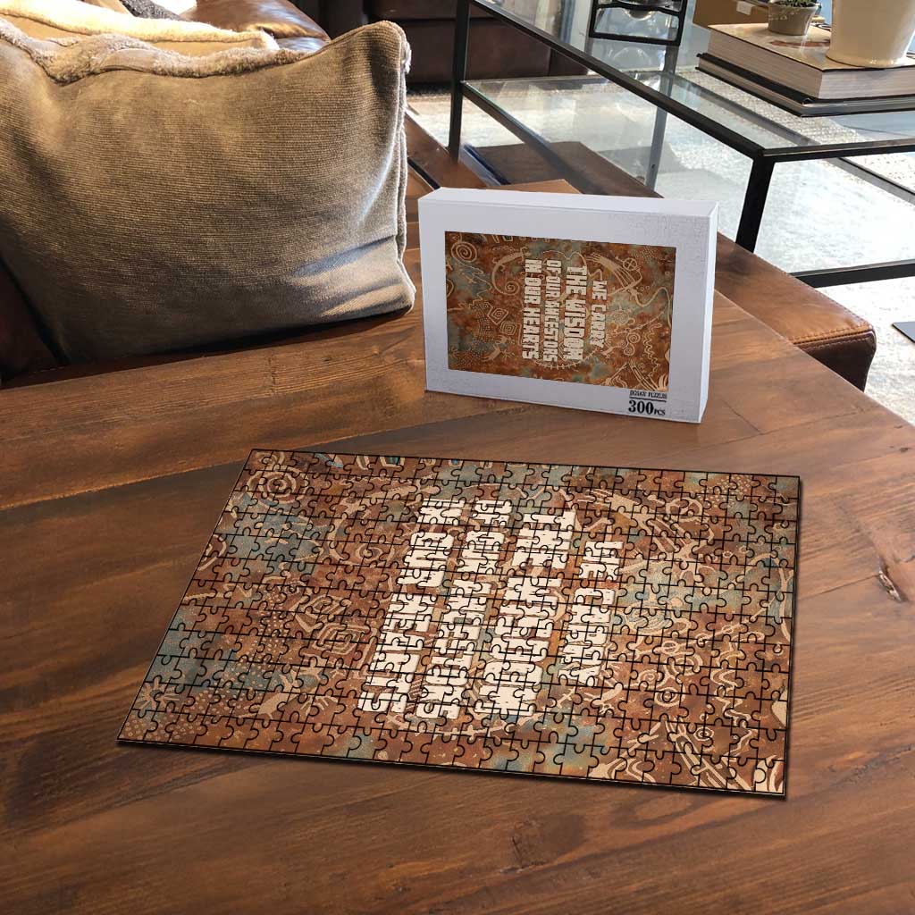 We Carry The Wisdom Puzzle African Ancient Symbols, Earthy Tones, and Ancestral Wisdom Quote - Wonder Print Shop
