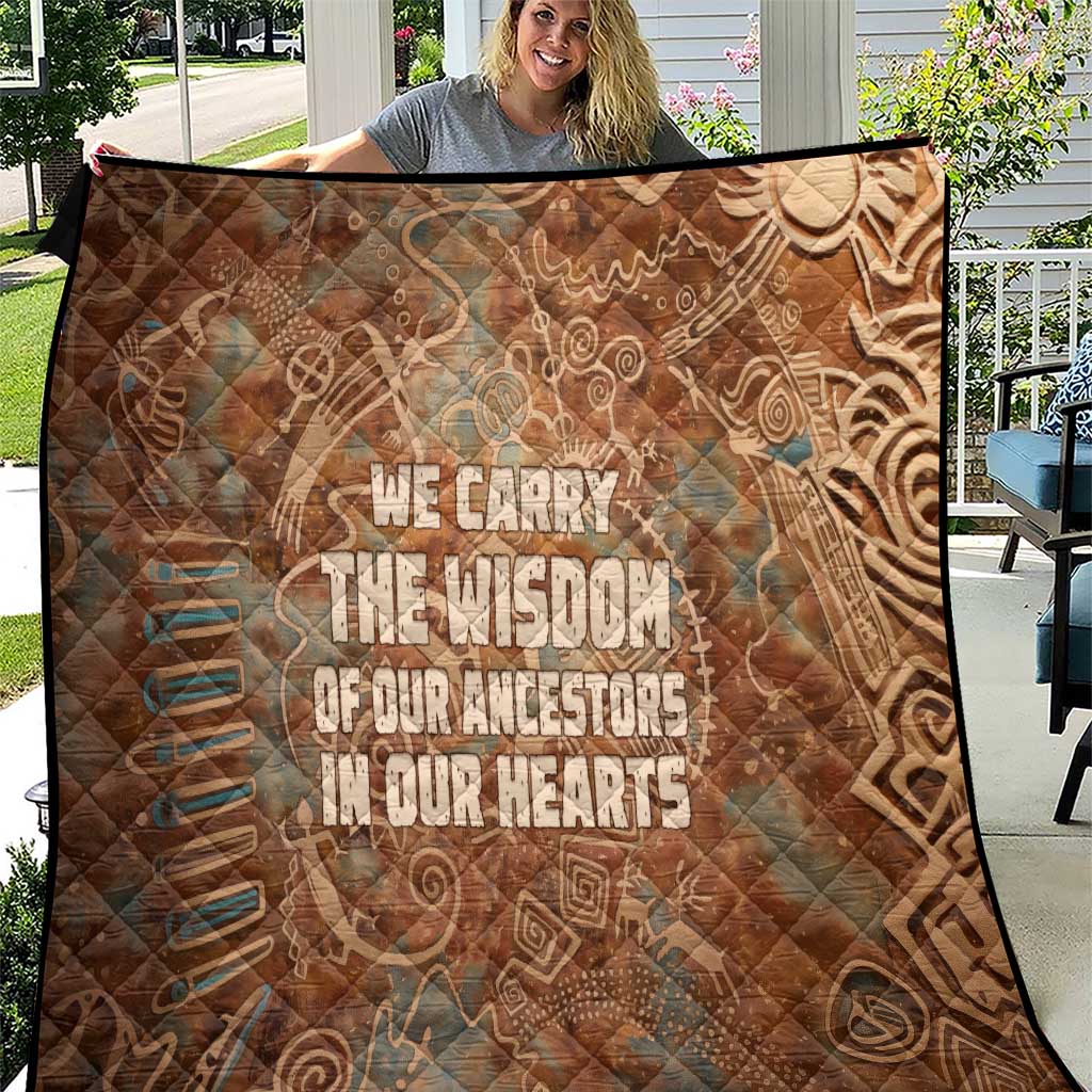 We Carry The Wisdom Quilt African Ancient Symbols, Earthy Tones, and Ancestral Wisdom Quote - Wonder Print Shop