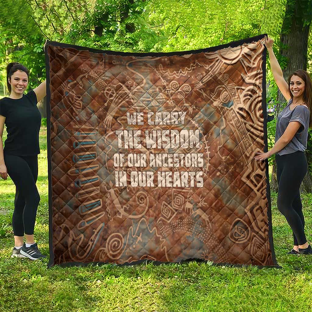 We Carry The Wisdom Quilt African Ancient Symbols, Earthy Tones, and Ancestral Wisdom Quote - Wonder Print Shop
