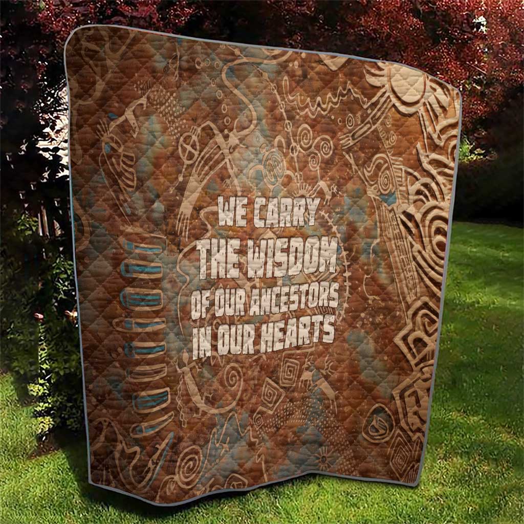 We Carry The Wisdom Quilt African Ancient Symbols, Earthy Tones, and Ancestral Wisdom Quote - Wonder Print Shop