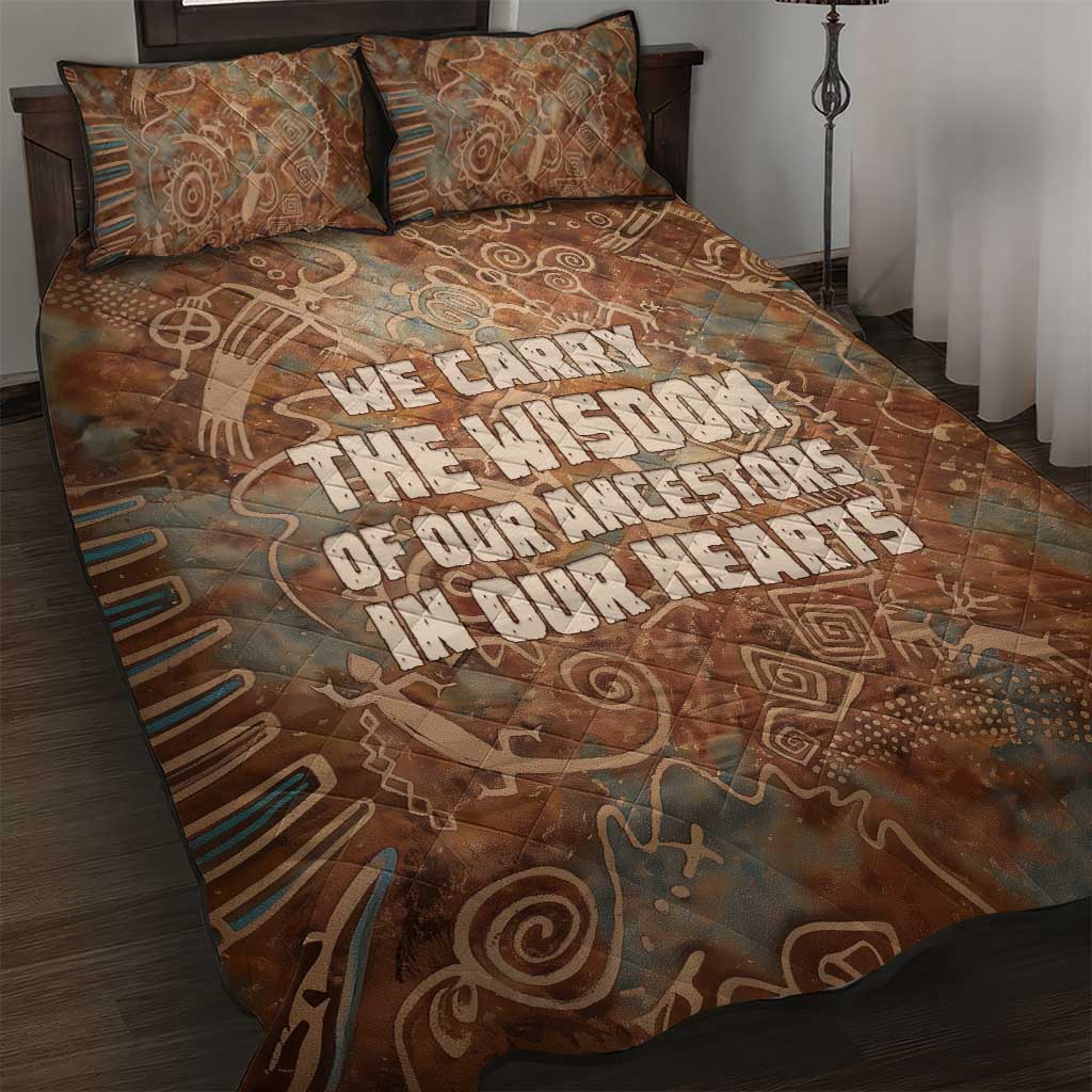 We Carry The Wisdom Quilt Bed Set African Ancient Symbols, Earthy Tones, and Ancestral Wisdom Quote - Wonder Print Shop