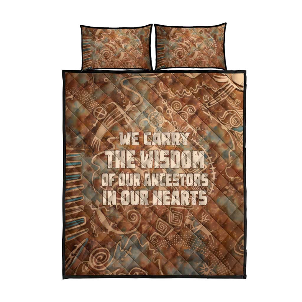 We Carry The Wisdom Quilt Bed Set African Ancient Symbols, Earthy Tones, and Ancestral Wisdom Quote - Wonder Print Shop