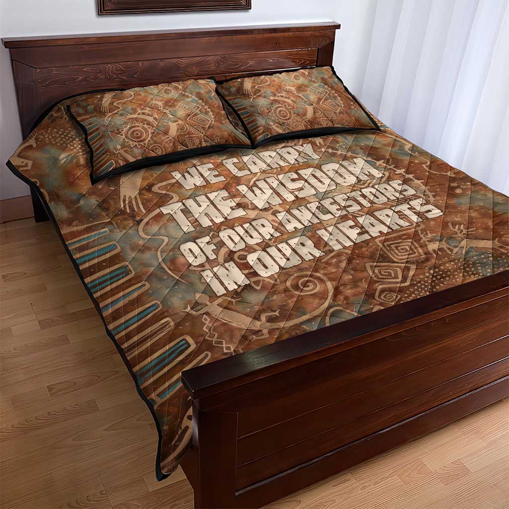 We Carry The Wisdom Quilt Bed Set African Ancient Symbols, Earthy Tones, and Ancestral Wisdom Quote - Wonder Print Shop