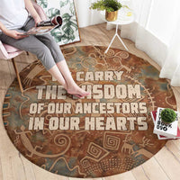 We Carry The Wisdom Round Carpet African Ancient Symbols, Earthy Tones, and Ancestral Wisdom Quote - Wonder Print Shop