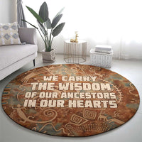 We Carry The Wisdom Round Carpet African Ancient Symbols, Earthy Tones, and Ancestral Wisdom Quote - Wonder Print Shop