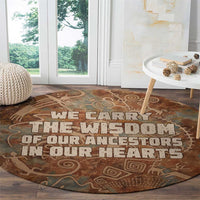 We Carry The Wisdom Round Carpet African Ancient Symbols, Earthy Tones, and Ancestral Wisdom Quote - Wonder Print Shop