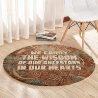 We Carry The Wisdom Round Carpet African Ancient Symbols, Earthy Tones, and Ancestral Wisdom Quote - Wonder Print Shop