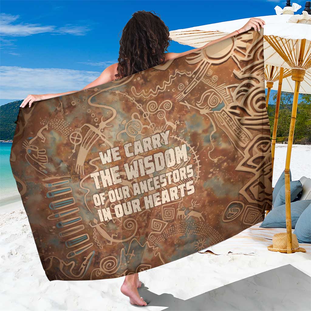 We Carry The Wisdom Sarong African Ancient Symbols, Earthy Tones, and Ancestral Wisdom Quote - Wonder Print Shop
