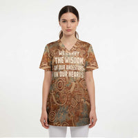 We Carry The Wisdom Scrub Top African Ancient Symbols, Earthy Tones, and Ancestral Wisdom Quote - Wonder Print Shop