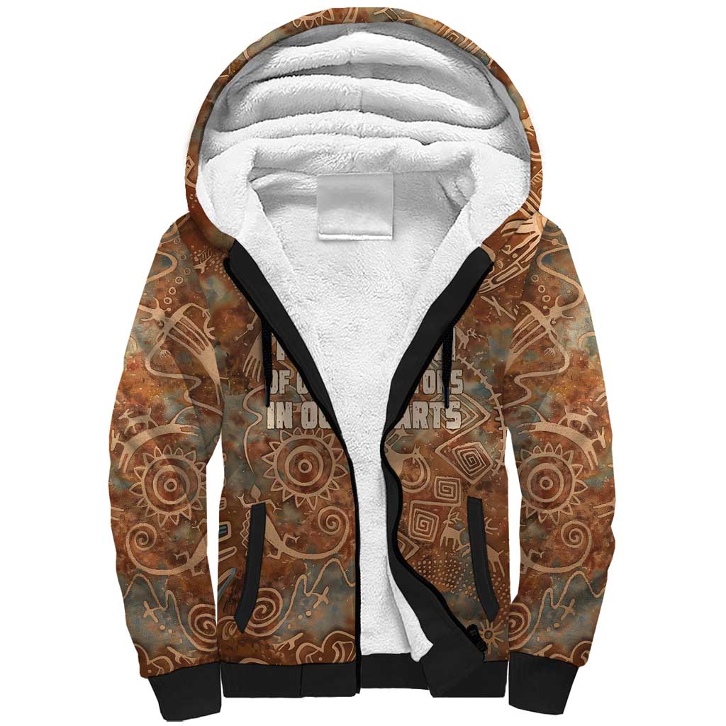 We Carry The Wisdom Sherpa Hoodie African Ancient Symbols, Earthy Tones, and Ancestral Wisdom Quote - Wonder Print Shop