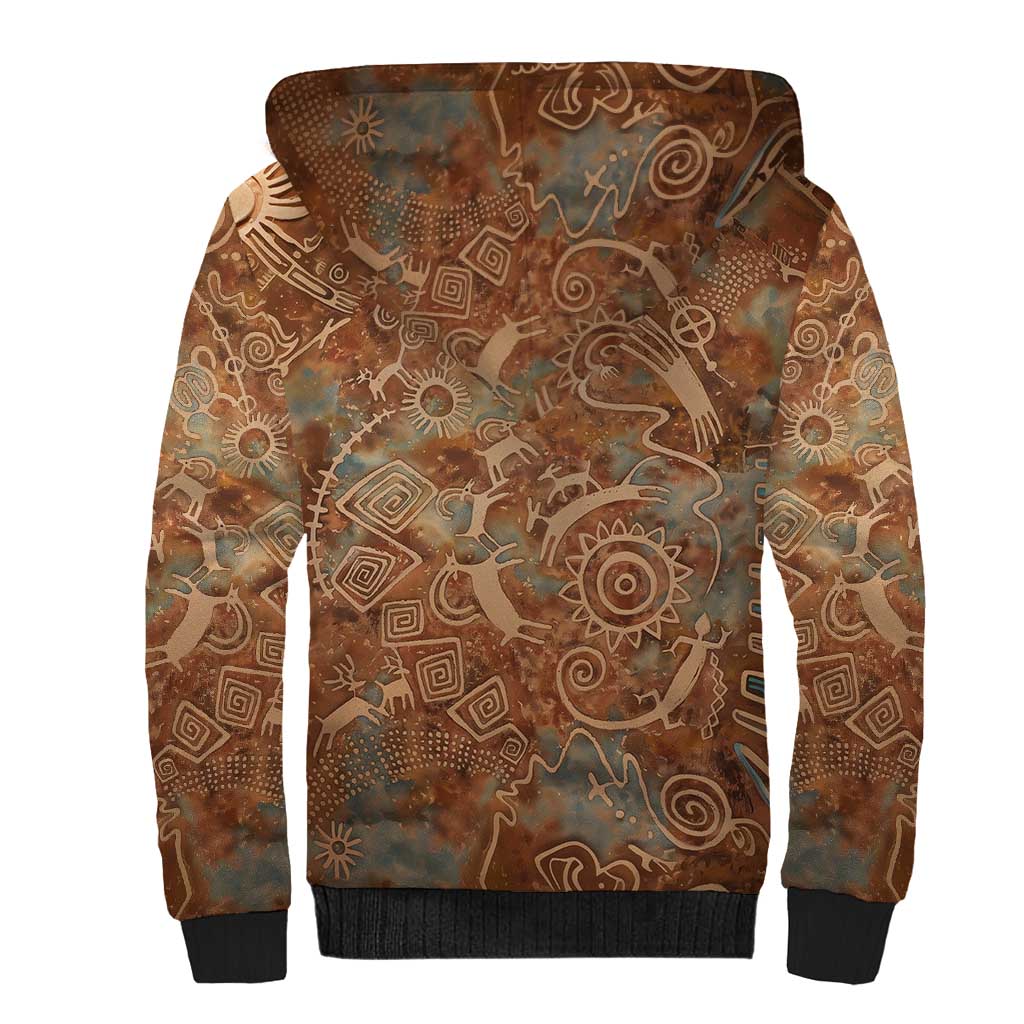 We Carry The Wisdom Sherpa Hoodie African Ancient Symbols, Earthy Tones, and Ancestral Wisdom Quote - Wonder Print Shop