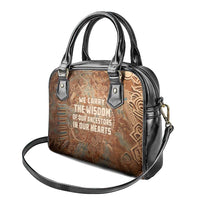 We Carry The Wisdom Shoulder Handbag African Ancient Symbols, Earthy Tones, and Ancestral Wisdom Quote - Wonder Print Shop