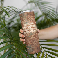 We Carry The Wisdom Skinny Tumbler African Ancient Symbols, Earthy Tones, and Ancestral Wisdom Quote - Wonder Print Shop