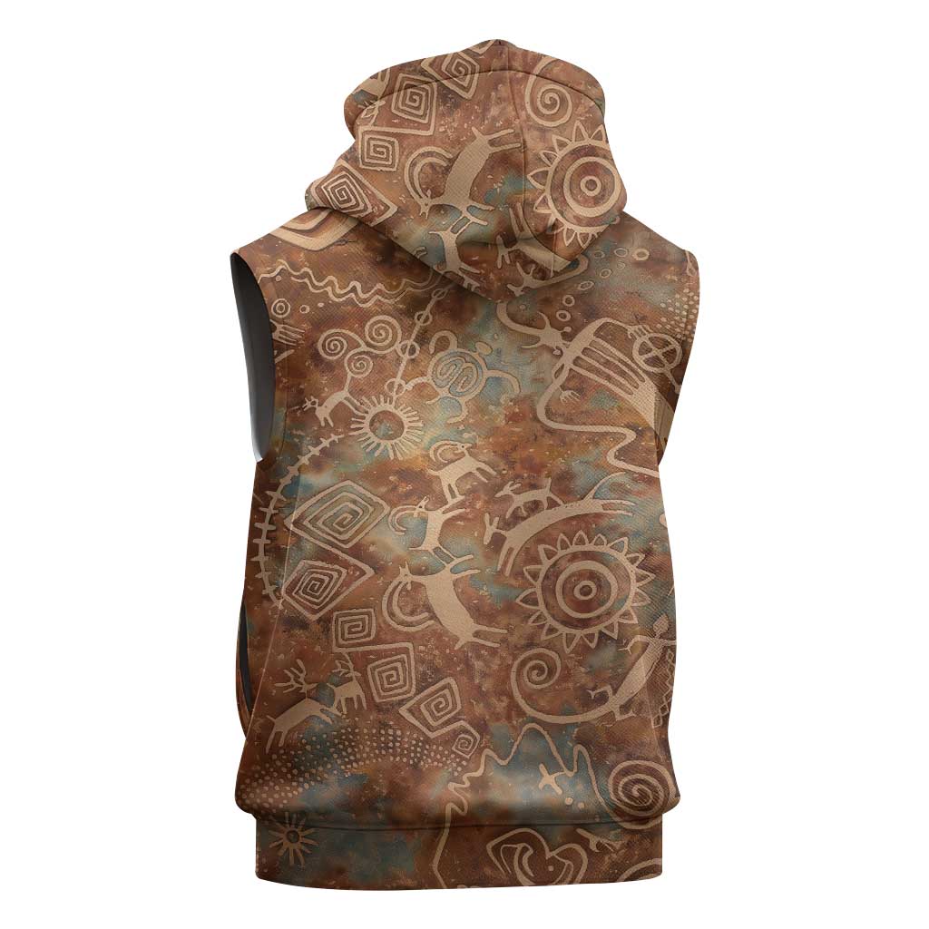 We Carry The Wisdom Sleeveless Hoodie African Ancient Symbols, Earthy Tones, and Ancestral Wisdom Quote - Wonder Print Shop