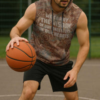 We Carry The Wisdom Sleeveless Hoodie African Ancient Symbols, Earthy Tones, and Ancestral Wisdom Quote - Wonder Print Shop