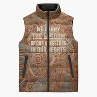 We Carry The Wisdom Sleeveless Puffer Jacket African Ancient Symbols, Earthy Tones, and Ancestral Wisdom Quote - Wonder Print Shop