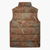 We Carry The Wisdom Sleeveless Puffer Jacket African Ancient Symbols, Earthy Tones, and Ancestral Wisdom Quote - Wonder Print Shop