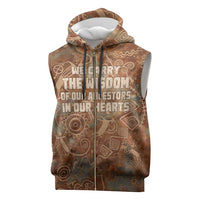 We Carry The Wisdom Sleeveless Zip Hoodie African Ancient Symbols, Earthy Tones, and Ancestral Wisdom Quote - Wonder Print Shop