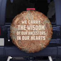 We Carry The Wisdom Spare Tire Cover African Ancient Symbols, Earthy Tones, and Ancestral Wisdom Quote - Wonder Print Shop
