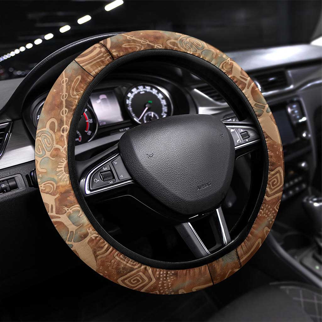 We Carry The Wisdom Steering Wheel Cover African Ancient Symbols, Earthy Tones, and Ancestral Wisdom Quote - Wonder Print Shop