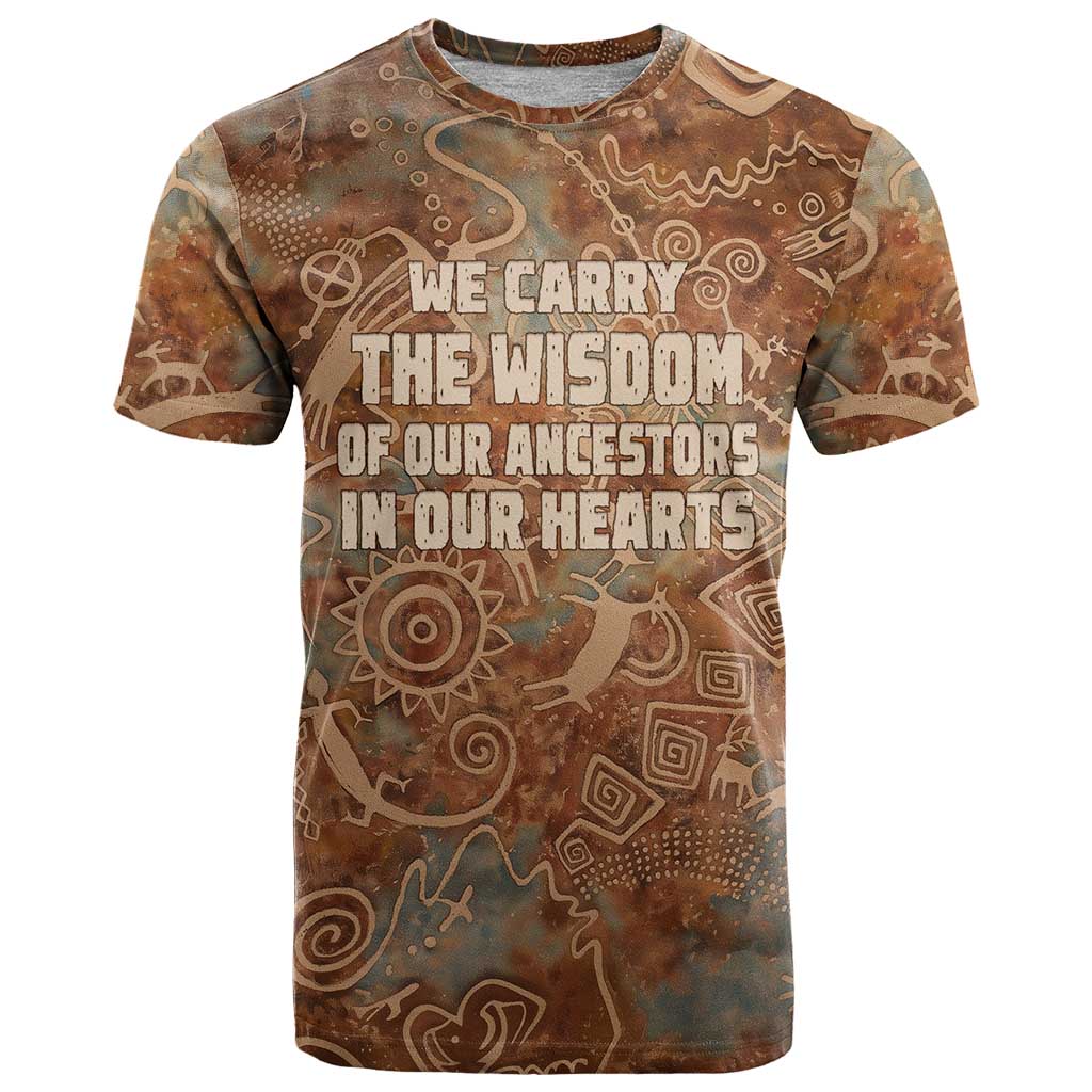 We Carry The Wisdom T Shirt African Ancient Symbols, Earthy Tones, and Ancestral Wisdom Quote - Wonder Print Shop