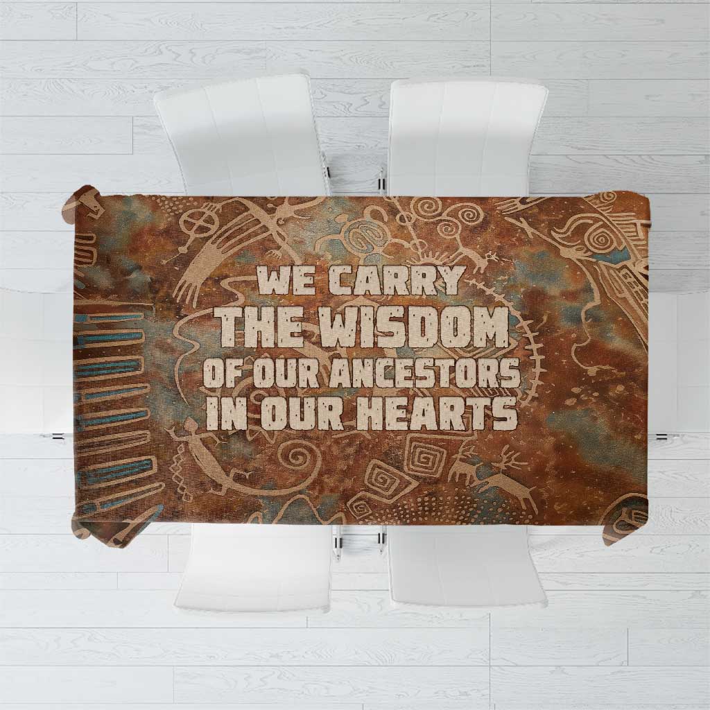 We Carry The Wisdom Tablecloth African Ancient Symbols, Earthy Tones, and Ancestral Wisdom Quote - Wonder Print Shop