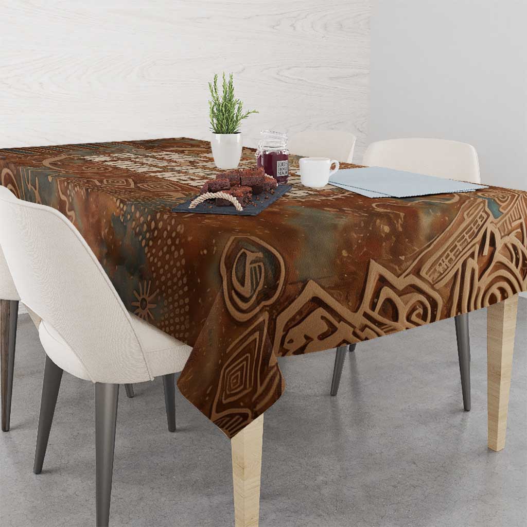 We Carry The Wisdom Tablecloth African Ancient Symbols, Earthy Tones, and Ancestral Wisdom Quote - Wonder Print Shop