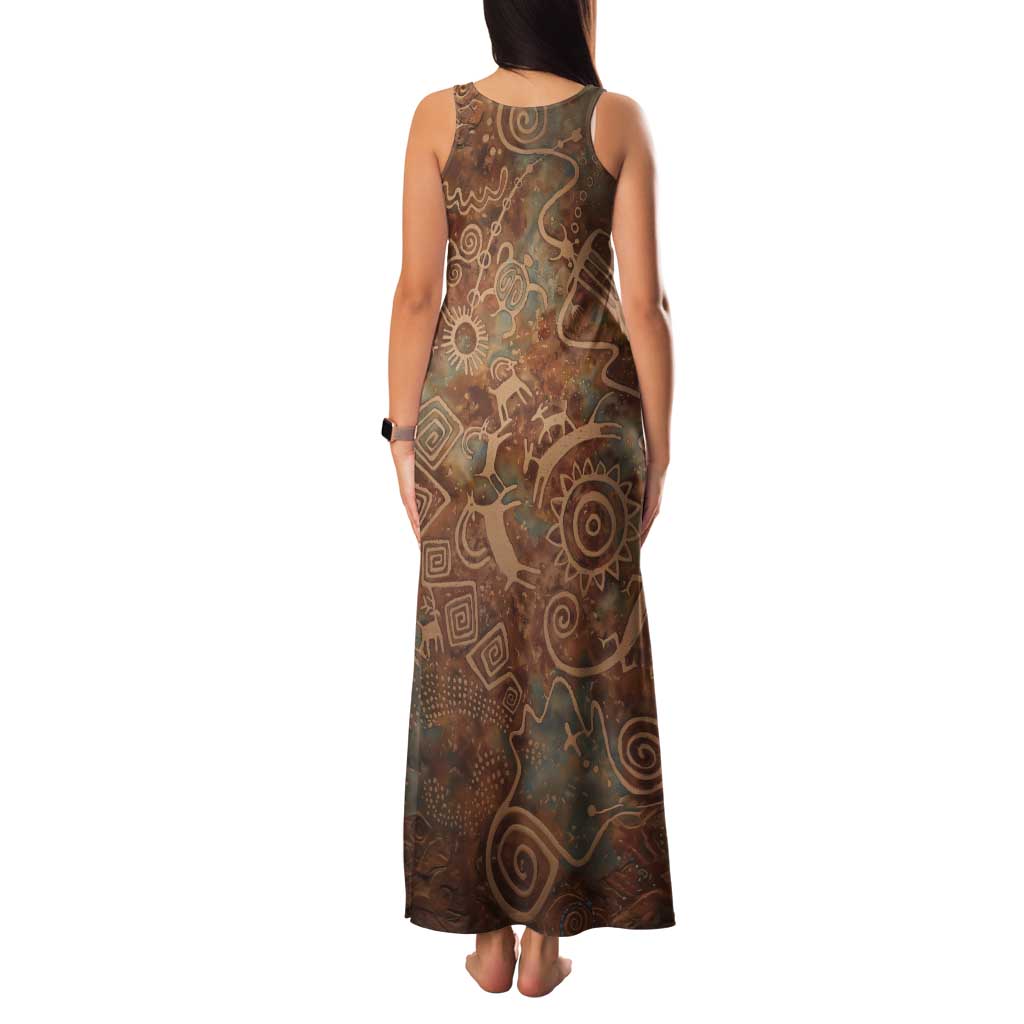 We Carry The Wisdom Tank Maxi Dress African Ancient Symbols, Earthy Tones, and Ancestral Wisdom Quote - Wonder Print Shop