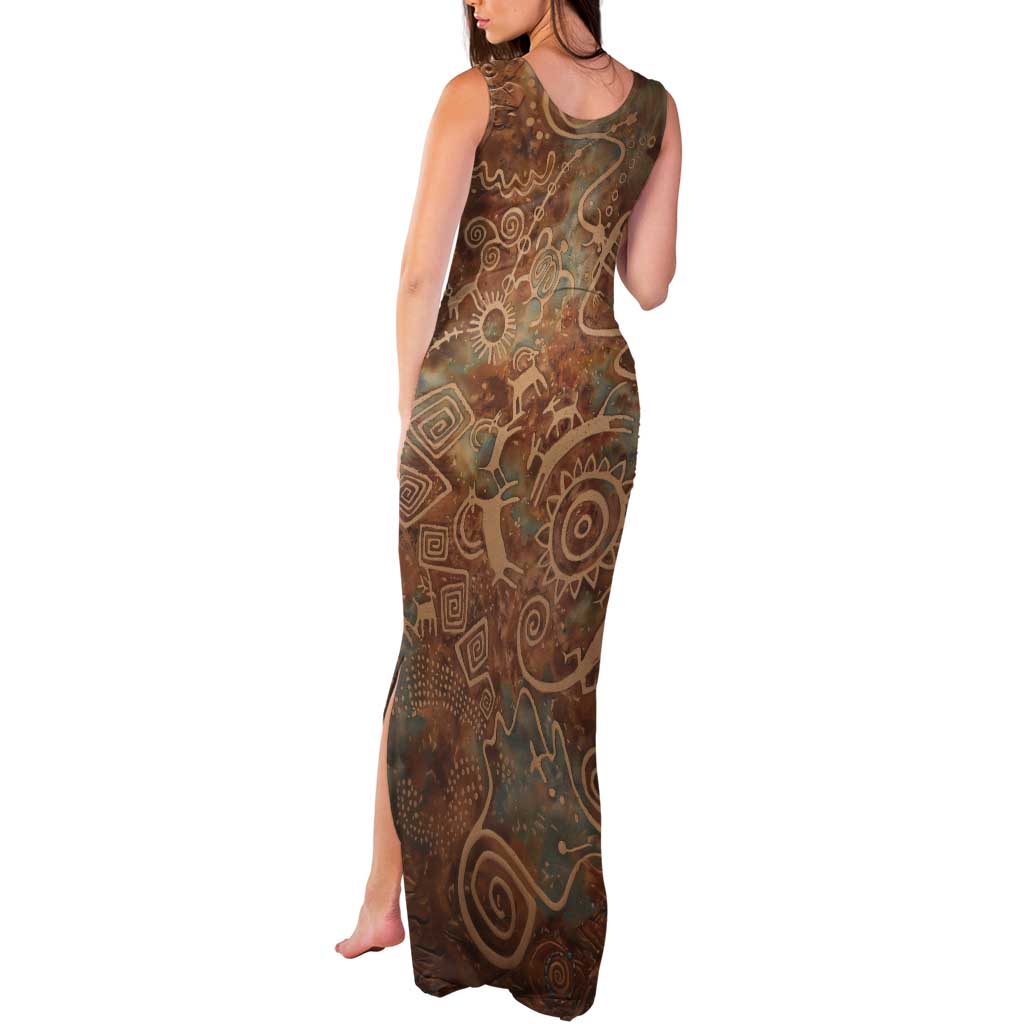 We Carry The Wisdom Tank Maxi Dress African Ancient Symbols, Earthy Tones, and Ancestral Wisdom Quote - Wonder Print Shop