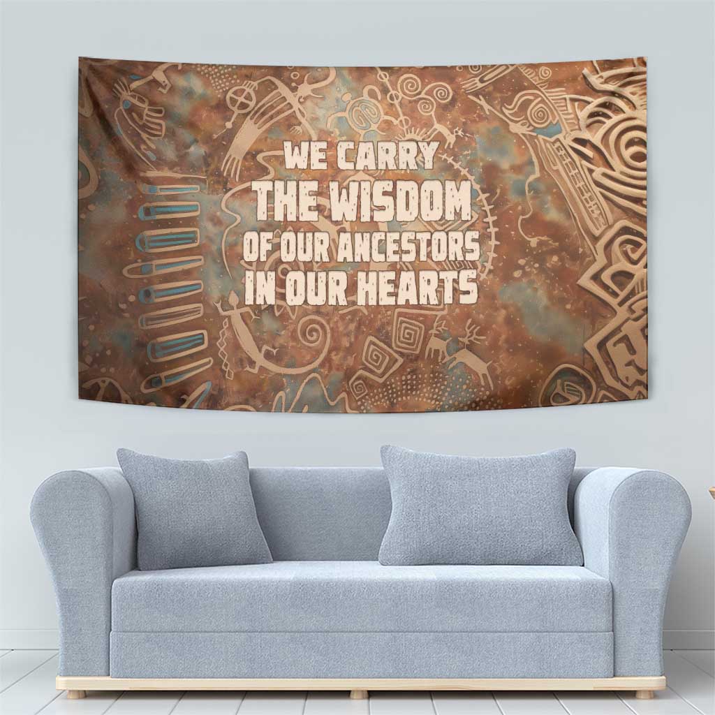 We Carry The Wisdom Tapestry African Ancient Symbols, Earthy Tones, and Ancestral Wisdom Quote - Wonder Print Shop