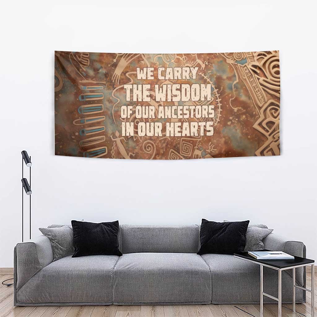 We Carry The Wisdom Tapestry African Ancient Symbols, Earthy Tones, and Ancestral Wisdom Quote - Wonder Print Shop