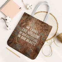 We Carry The Wisdom Tote Bag African Ancient Symbols, Earthy Tones, and Ancestral Wisdom Quote - Wonder Print Shop