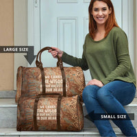 We Carry The Wisdom Travel Bag African Ancient Symbols, Earthy Tones, and Ancestral Wisdom Quote - Wonder Print Shop