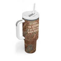 We Carry The Wisdom Tumbler With Handle African Ancient Symbols, Earthy Tones, and Ancestral Wisdom Quote - Wonder Print Shop