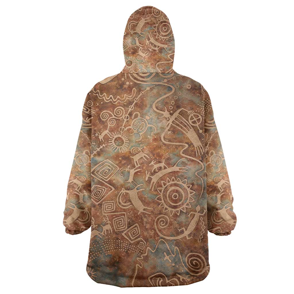 We Carry The Wisdom Wearable Blanket Hoodie African Ancient Symbols, Earthy Tones, and Ancestral Wisdom Quote - Wonder Print Shop