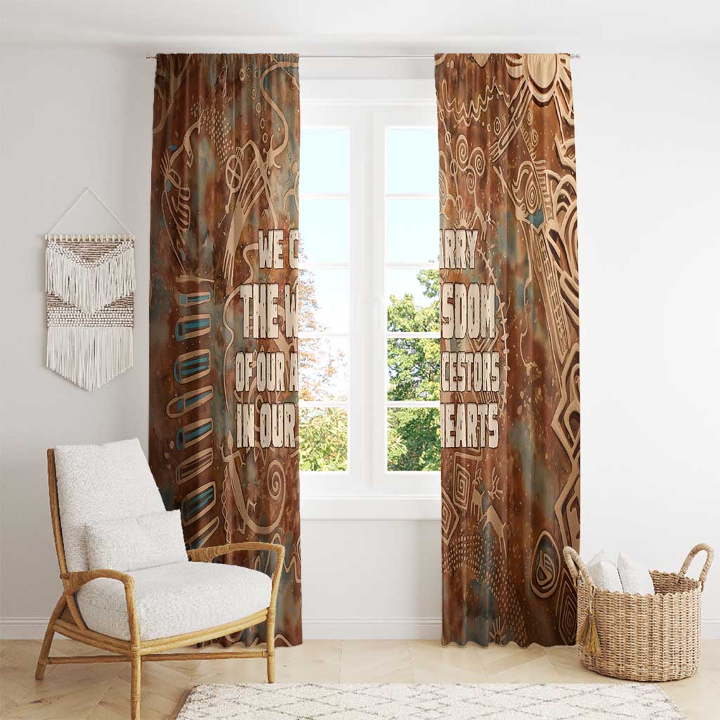 We Carry The Wisdom Window Curtain African Ancient Symbols, Earthy Tones, and Ancestral Wisdom Quote - Wonder Print Shop
