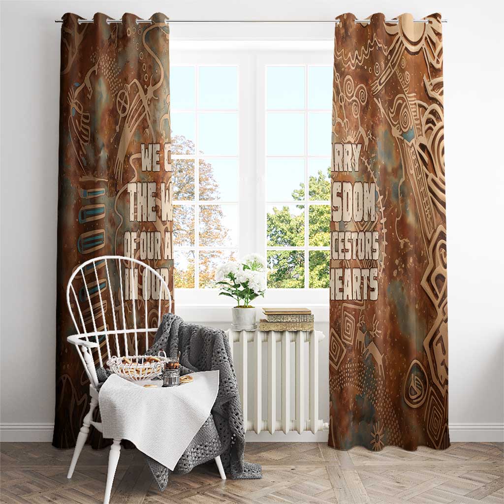 We Carry The Wisdom Window Curtain African Ancient Symbols, Earthy Tones, and Ancestral Wisdom Quote - Wonder Print Shop