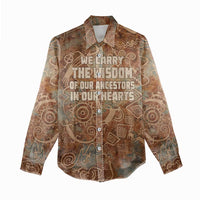 We Carry The Wisdom Women Casual Shirt African Ancient Symbols, Earthy Tones, and Ancestral Wisdom Quote - Wonder Print Shop
