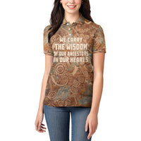 We Carry The Wisdom Women Polo Shirt African Ancient Symbols, Earthy Tones, and Ancestral Wisdom Quote - Wonder Print Shop