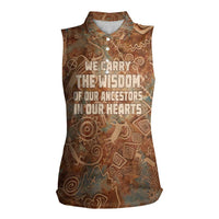We Carry The Wisdom Women Sleeveless Polo Shirt African Ancient Symbols, Earthy Tones, and Ancestral Wisdom Quote - Wonder Print Shop