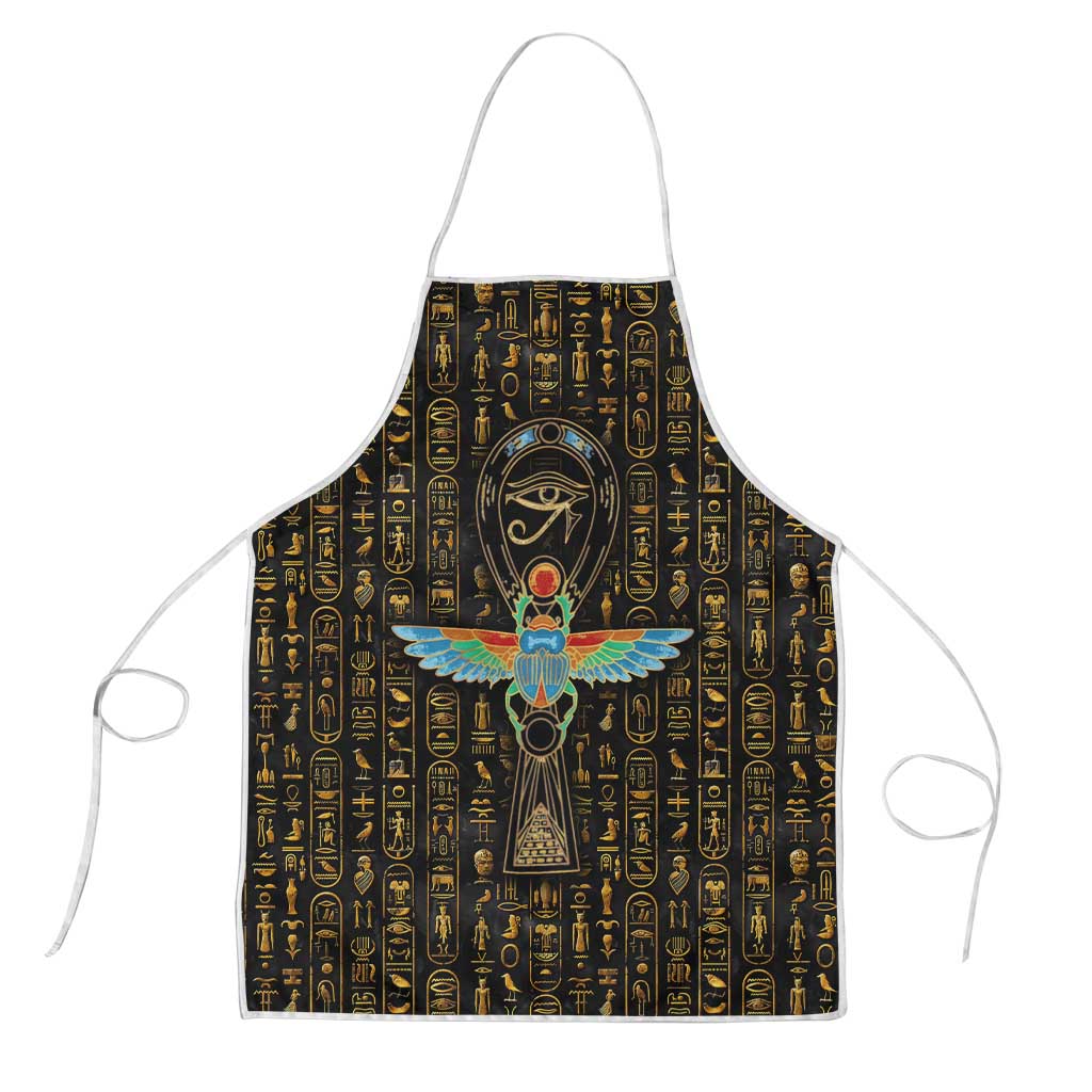 Ancient Pride Apron African Hieroglyphic Pattern, Eye of Horus, and Sacred Scarab Symbol - Wonder Print Shop