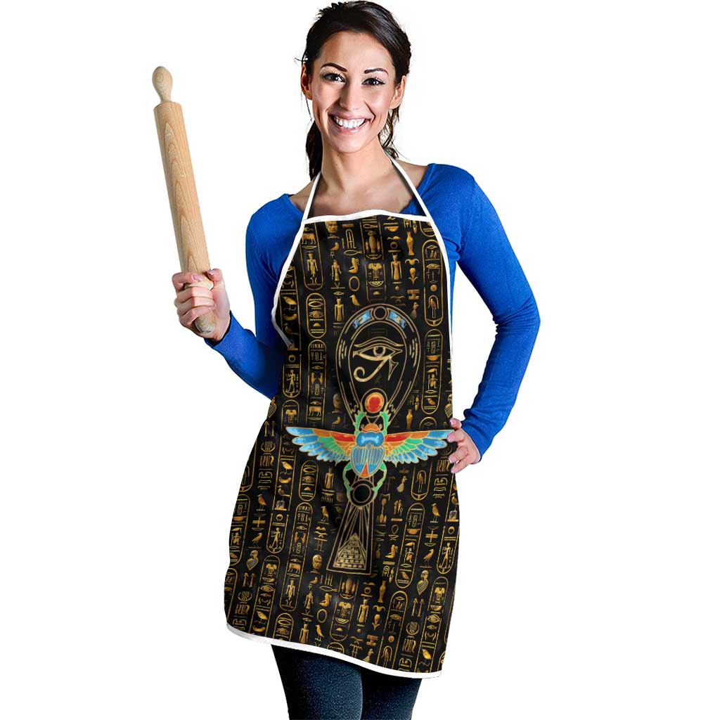 Ancient Pride Apron African Hieroglyphic Pattern, Eye of Horus, and Sacred Scarab Symbol - Wonder Print Shop