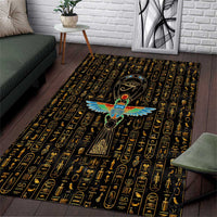 Ancient Pride Area Rug African Hieroglyphic Pattern, Eye of Horus, and Sacred Scarab Symbol - Wonder Print Shop