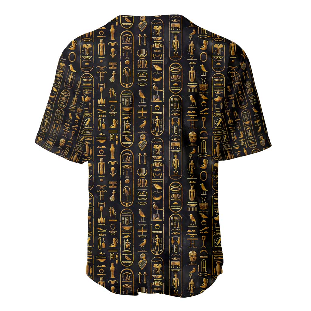 Ancient Pride Baseball Jersey African Hieroglyphic Pattern, Eye of Horus, and Sacred Scarab Symbol - Wonder Print Shop