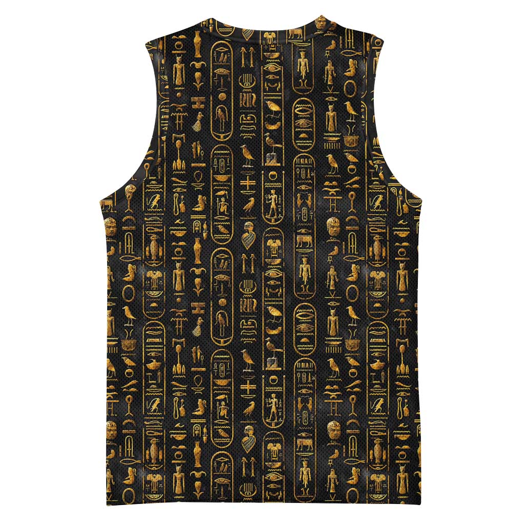 Ancient Pride Basketball Jersey African Hieroglyphic Pattern, Eye of Horus, and Sacred Scarab Symbol - Wonder Print Shop