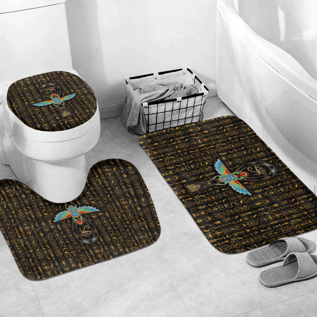Ancient Pride Bathroom Set African Hieroglyphic Pattern, Eye of Horus, and Sacred Scarab Symbol - Wonder Print Shop