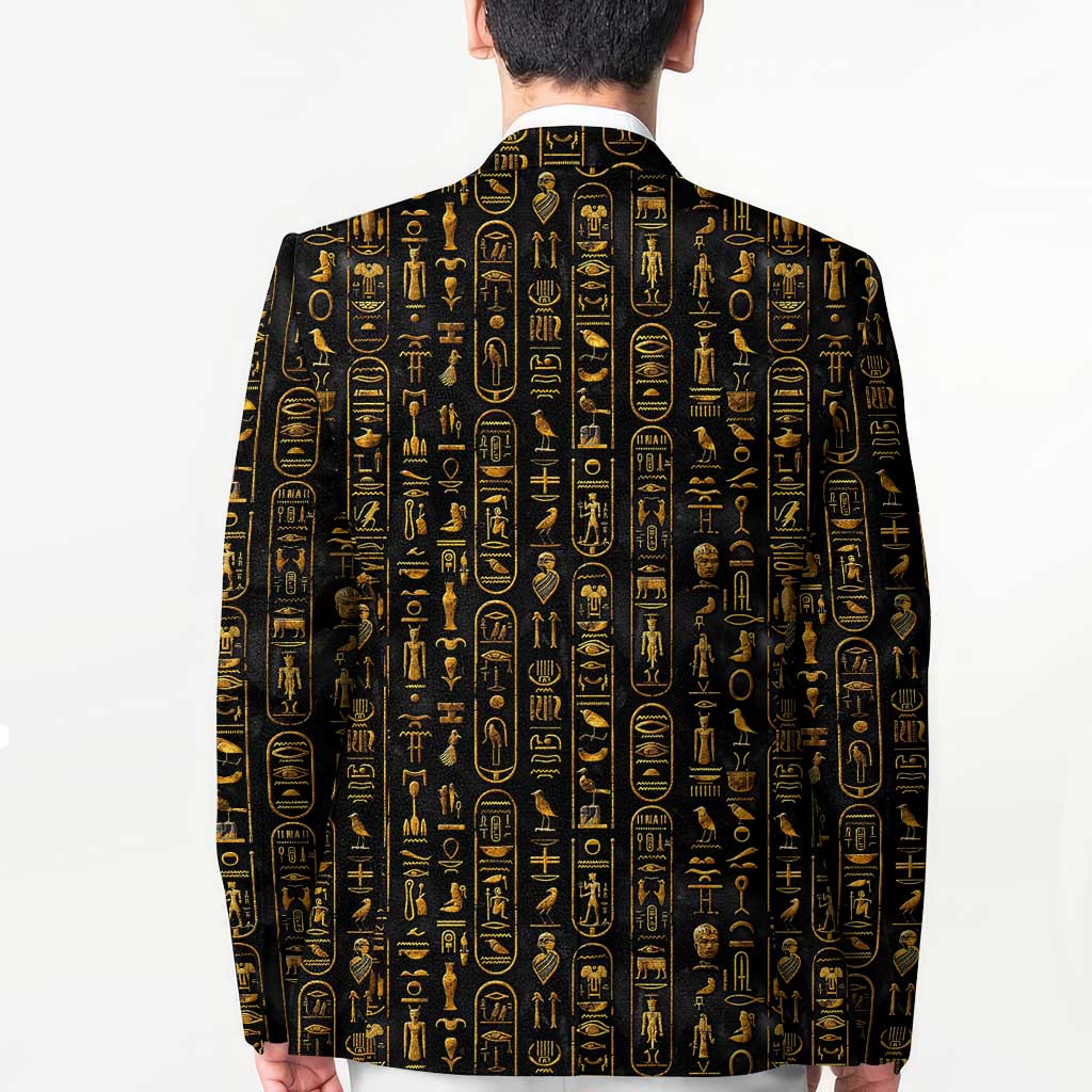 Ancient Pride Blazer African Hieroglyphic Pattern, Eye of Horus, and Sacred Scarab Symbol - Wonder Print Shop