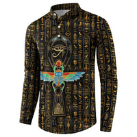 Ancient Pride Button Sweatshirt African Hieroglyphic Pattern, Eye of Horus, and Sacred Scarab Symbol - Wonder Print Shop