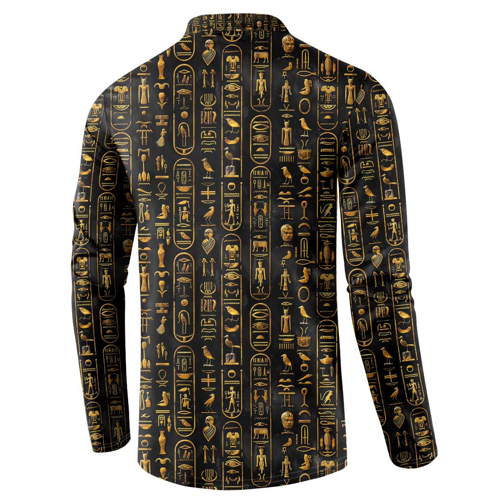 Ancient Pride Button Sweatshirt African Hieroglyphic Pattern, Eye of Horus, and Sacred Scarab Symbol - Wonder Print Shop
