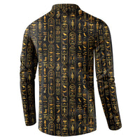 Ancient Pride Button Sweatshirt African Hieroglyphic Pattern, Eye of Horus, and Sacred Scarab Symbol - Wonder Print Shop